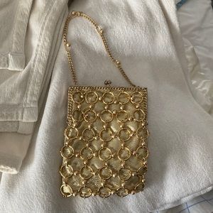 Vintage gold metal circle bag